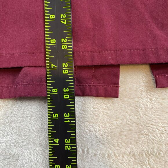 Landau Unisex Scrub Top 4XL Burgundy Button-Front With Pockets - Picture 7 of 9